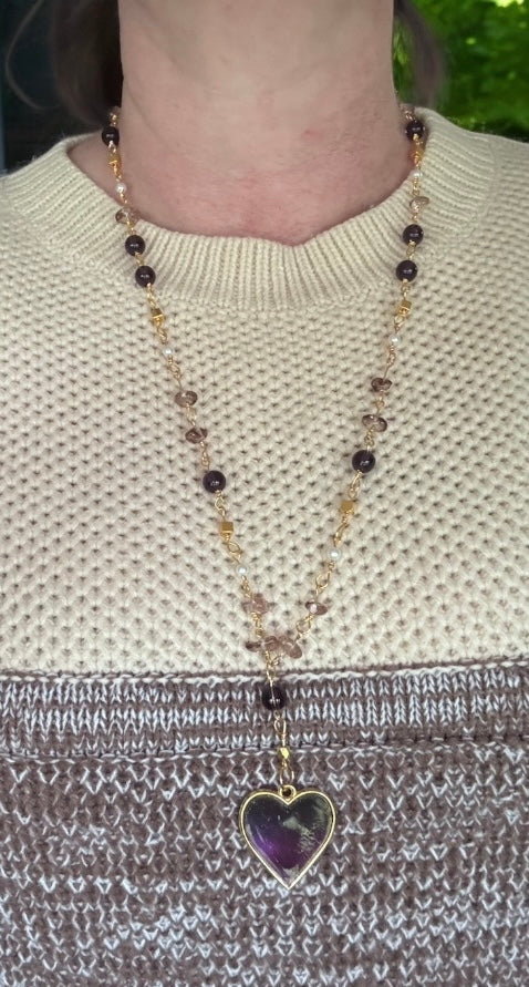 “Heart of Amethyst” – Handmade Over-the-Head Gemstone Necklace