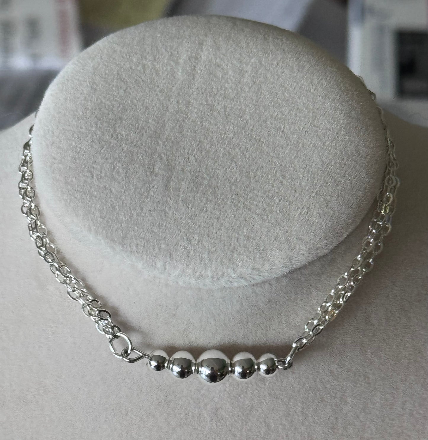 Minimalist Silver Bead Jewelry Set – Necklace, Earrings & Bracelet