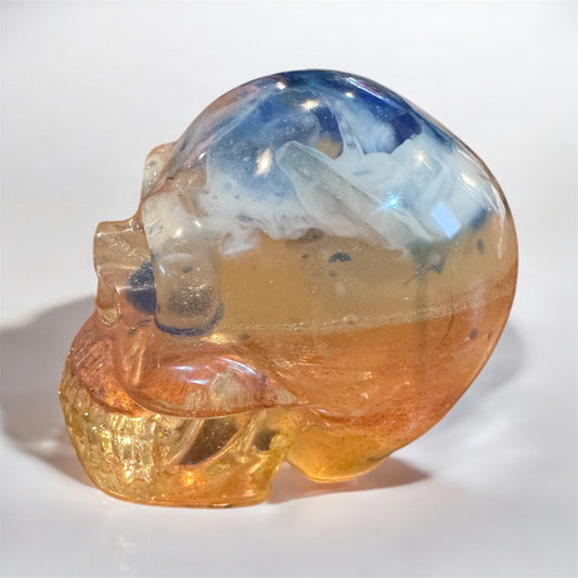 Celestial Storm Resin Skull – Handmade Decorative Sculpture