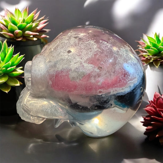 “Galactic Heart” Resin Skull Sculpture