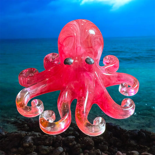 Handmade Resin Octopus Figurine – Pink
