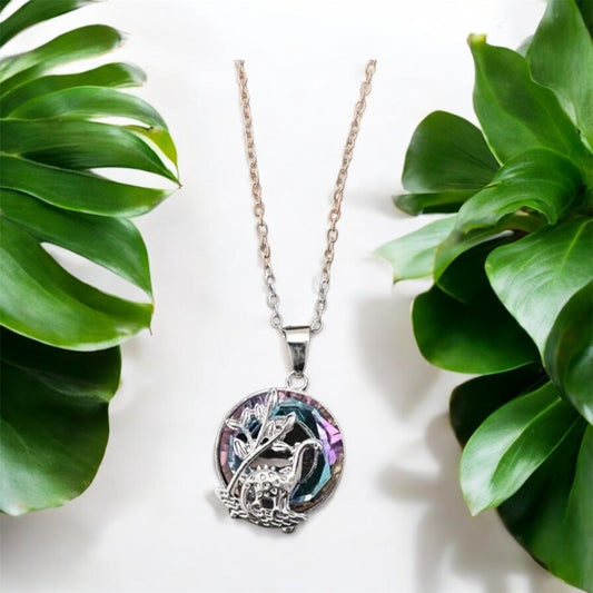 Dinosaur & Crystal Forest Pendant Necklace
