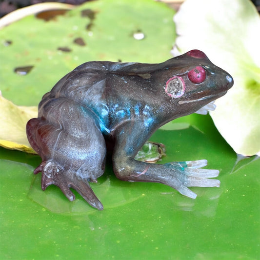 Galactic Frog Resin Sculpture – Handmade Fantasy Amphibian Art