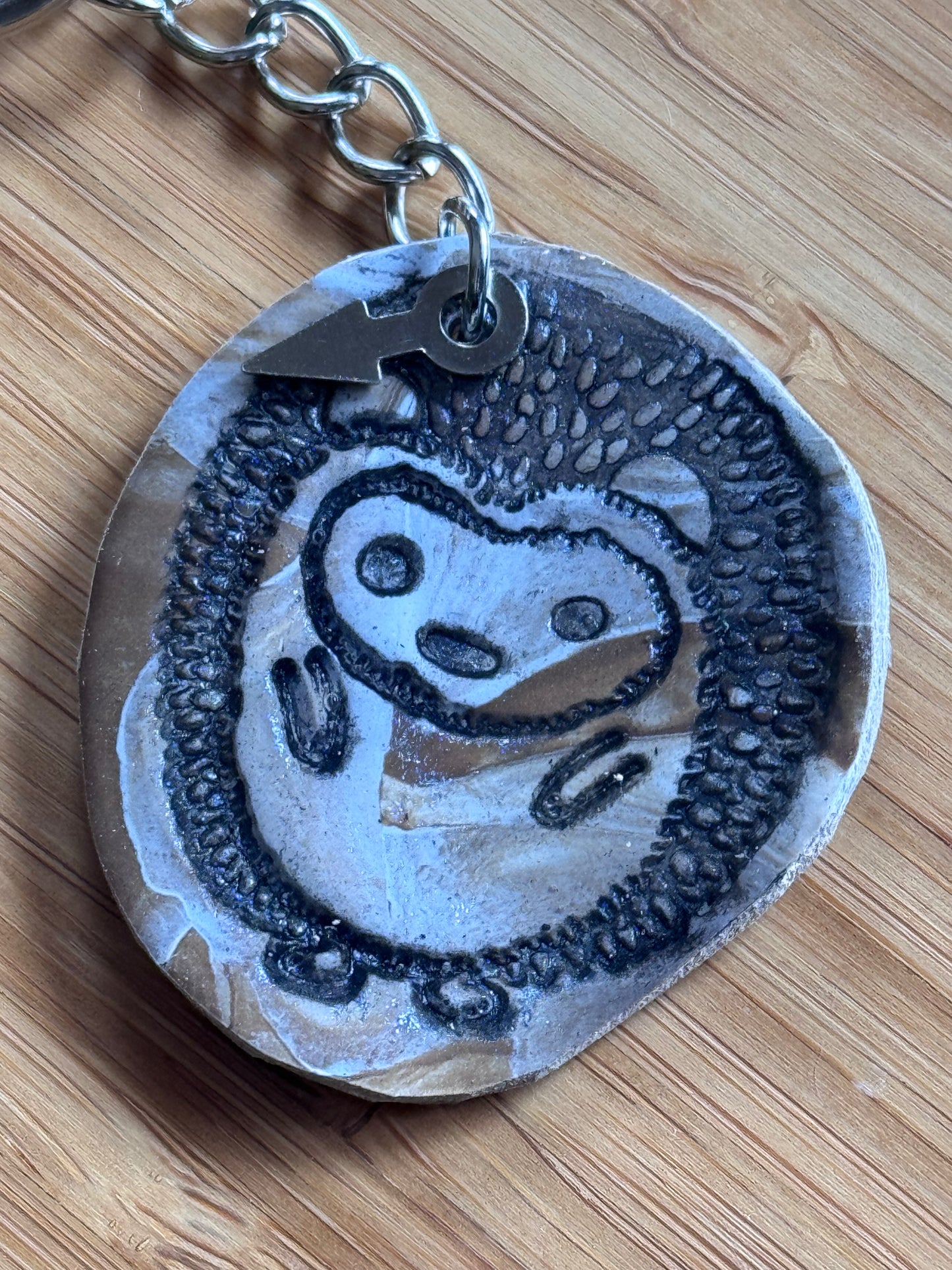 Handmade Polymer Clay Hedgehog Keychain