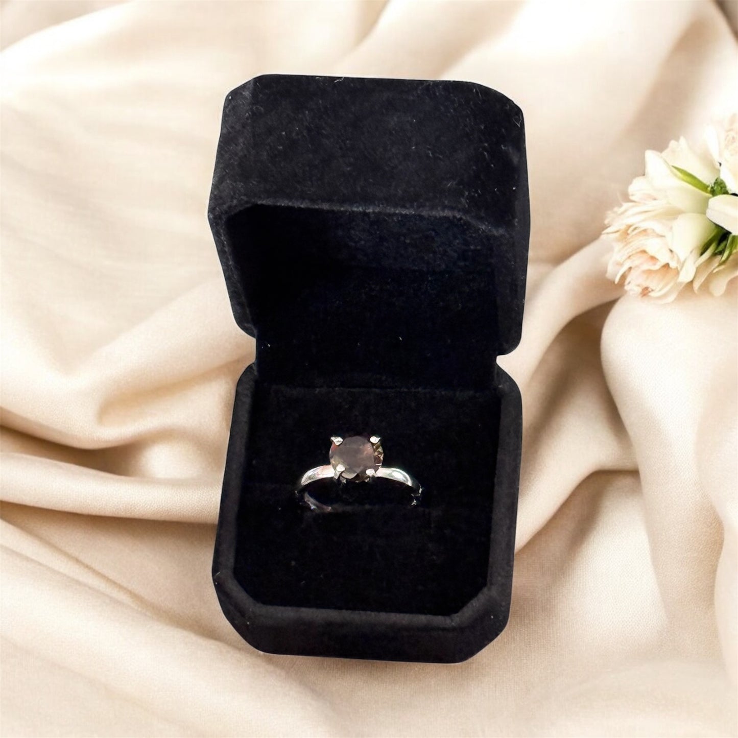 Handcrafted Sterling Silver Ring with AAA Smoky Quartz (3ctw)