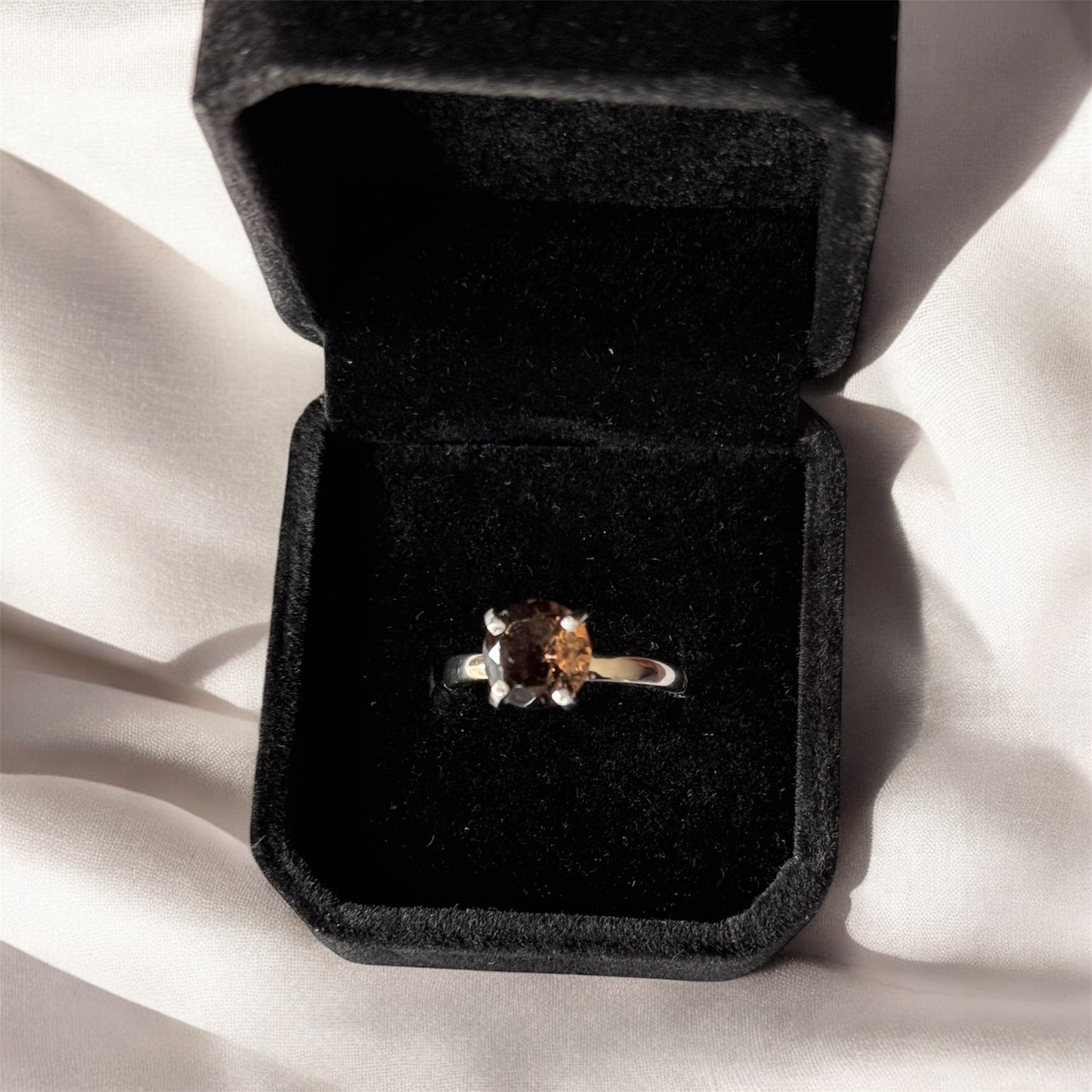 Handcrafted Sterling Silver Ring with AAA Smoky Quartz (3ctw)