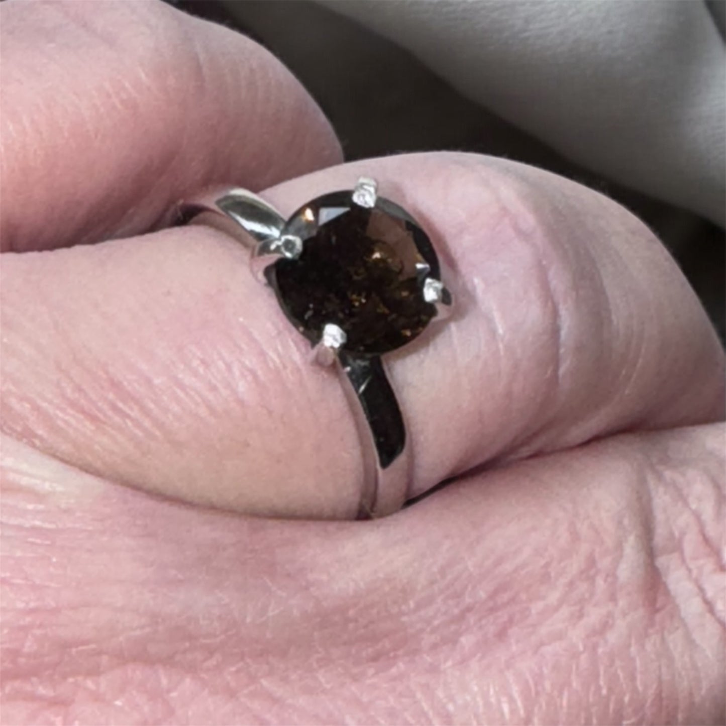 Handcrafted Sterling Silver Ring with AAA Smoky Quartz (3ctw)
