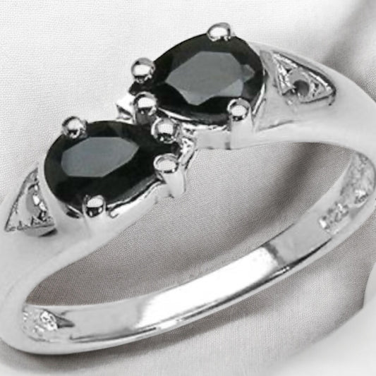 Sterling Silver Twin Sapphire Ring