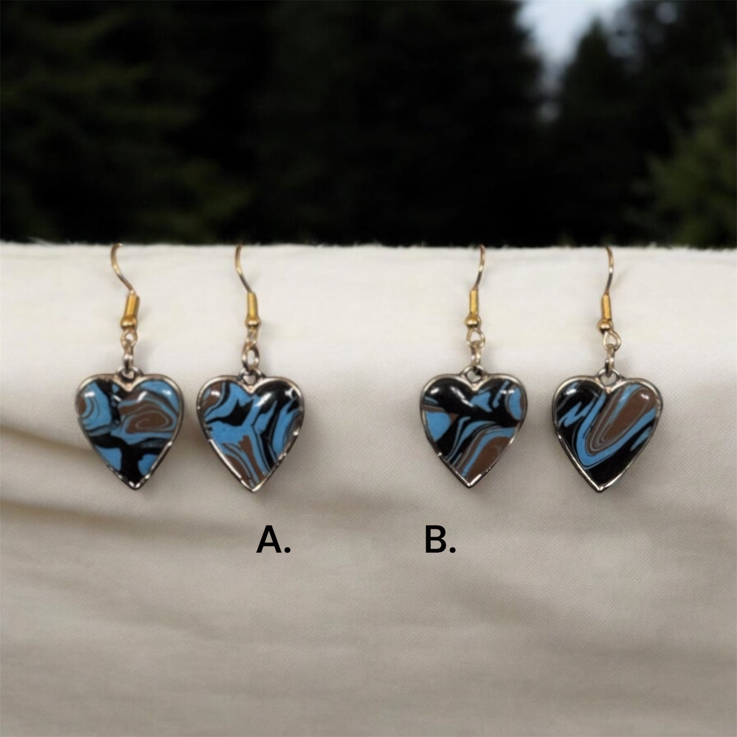Swirled Heart” Handmade Polymer Clay Earrings