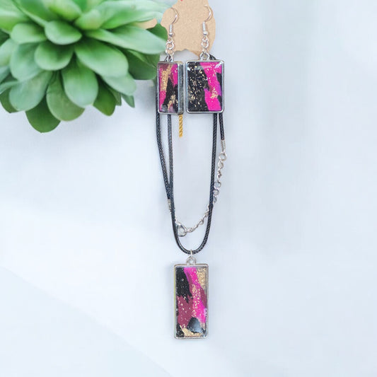 Fuchsia Swirl Jewelry Set – Handmade