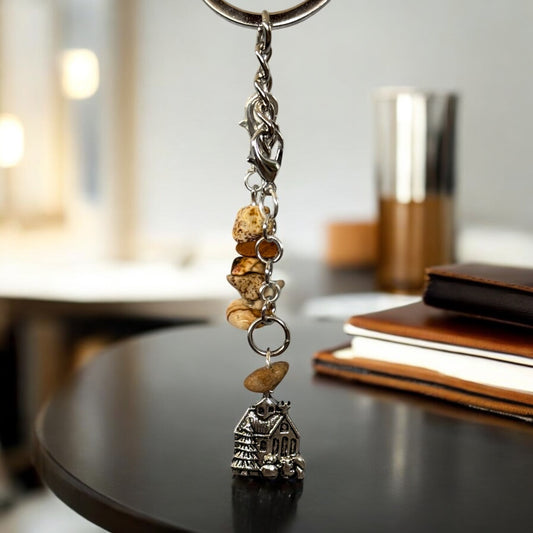 Rustic House Charm Keychain