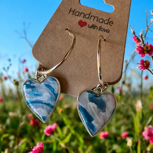 Ocean Wave Heart Hoop Earrings