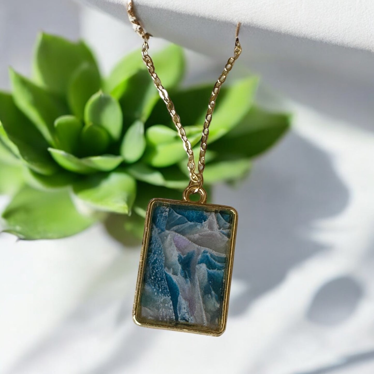 Misty Tide Rectangle Necklace