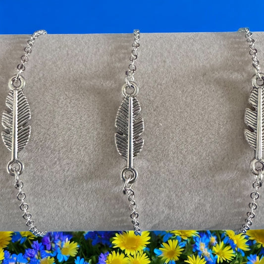 Silver Feather Charm Bracelet