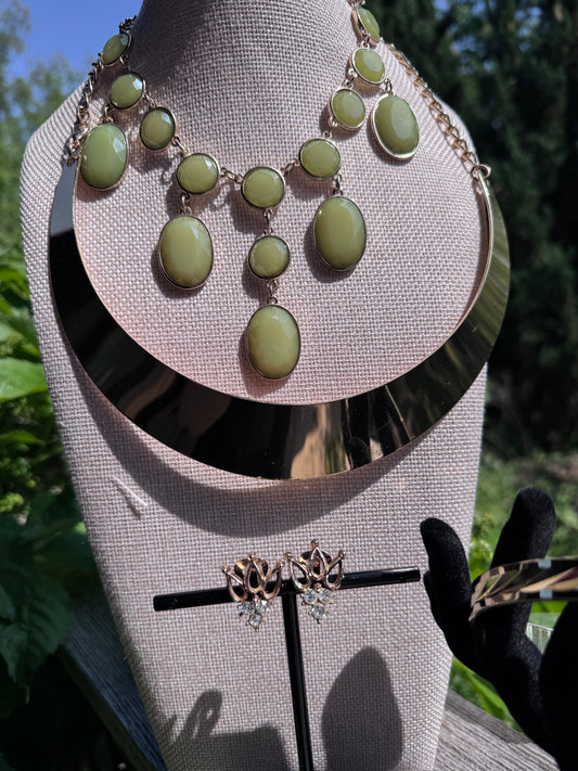 “Lime Luxe” Statement Jewelry Set – 4 Pieces