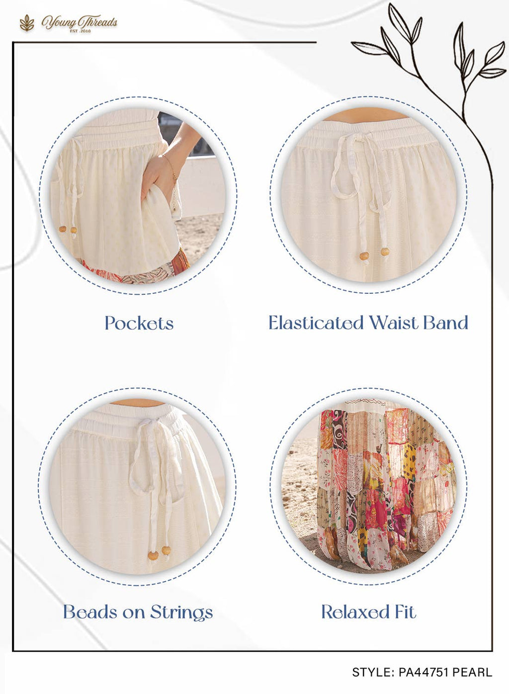 Young Threads - Boho Artisan Tiered Patchwork Wide-Leg Pants