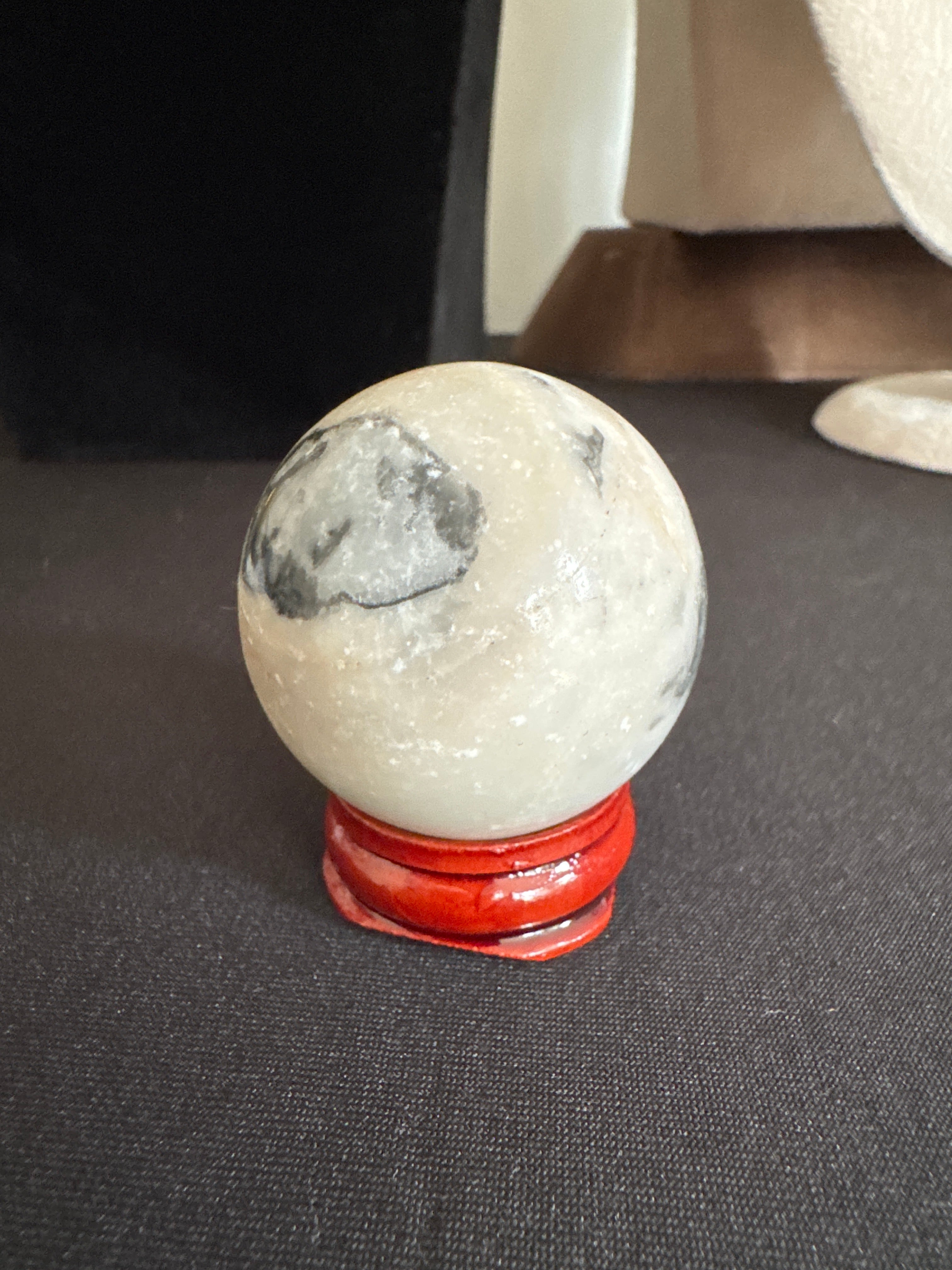 Zebra stone sphere