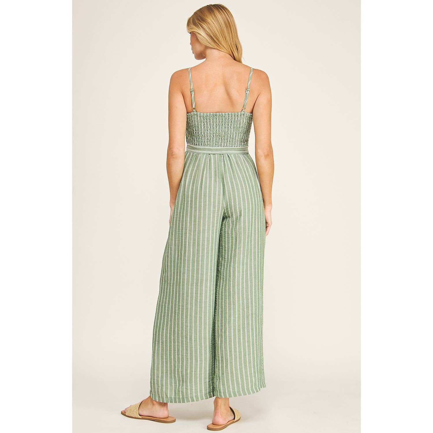 Winslow Collection - COASTAL STRIPE SMOCKED WIDE LEG JUMPSUIT