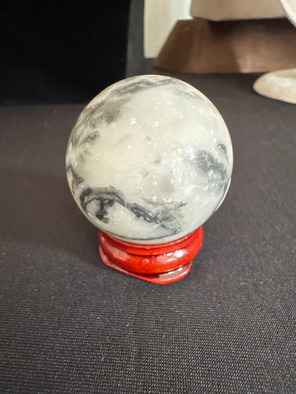 Zebra stone sphere
