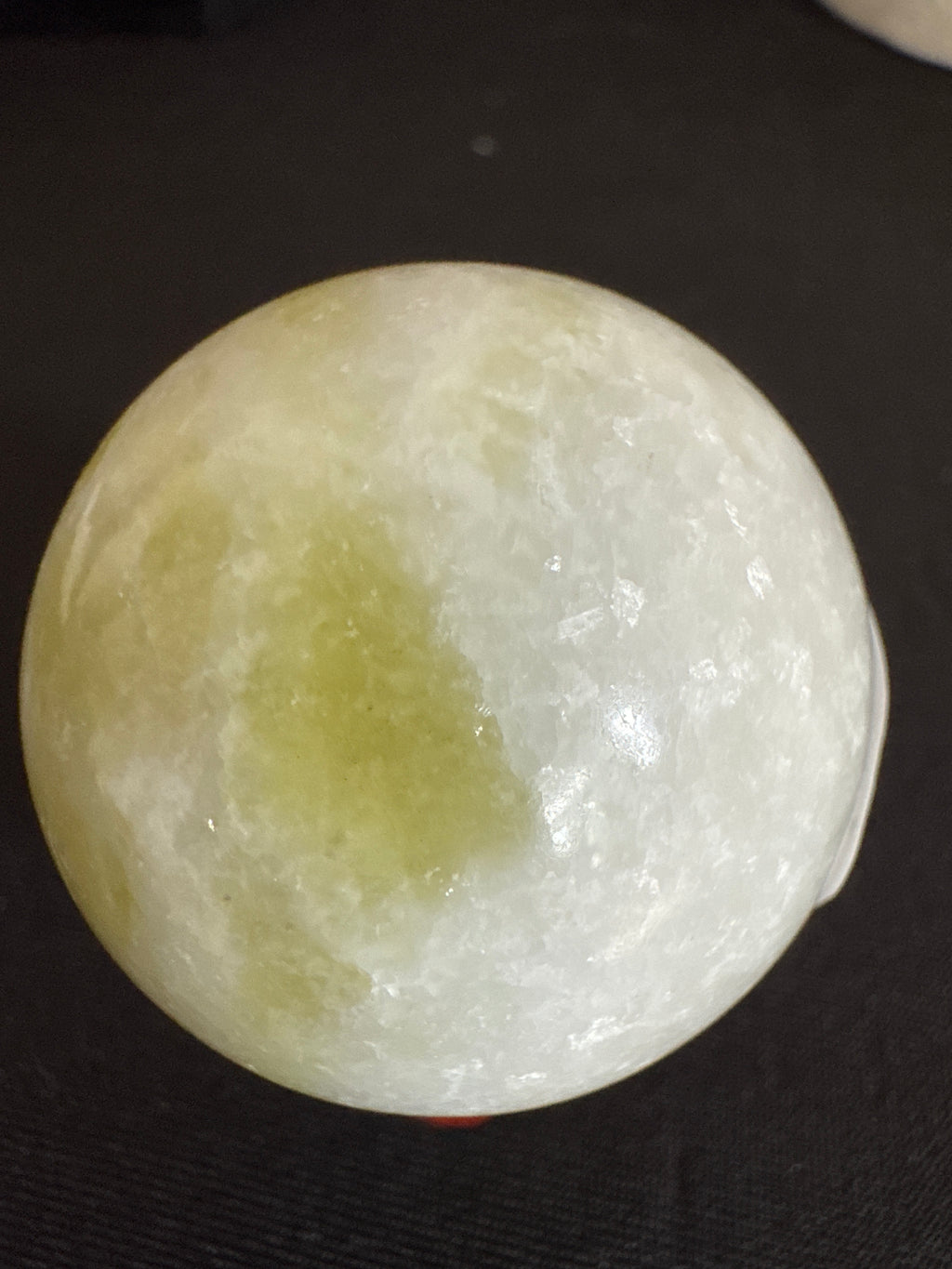 Lemon Serpentine Sphere with Creamy White Marbling Crystal Sphere