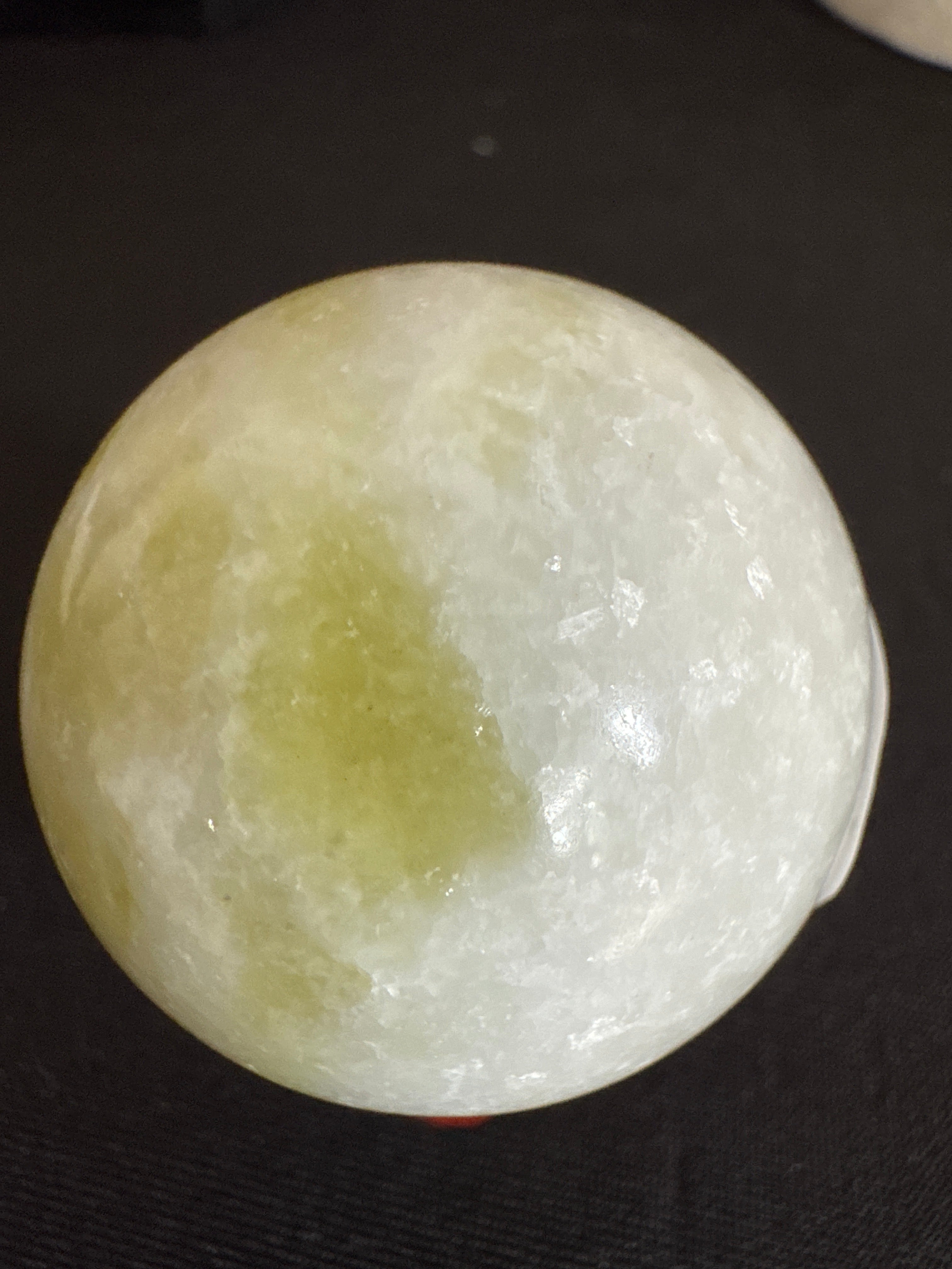 Lemon Serpentine Sphere with Creamy White Marbling Crystal Sphere