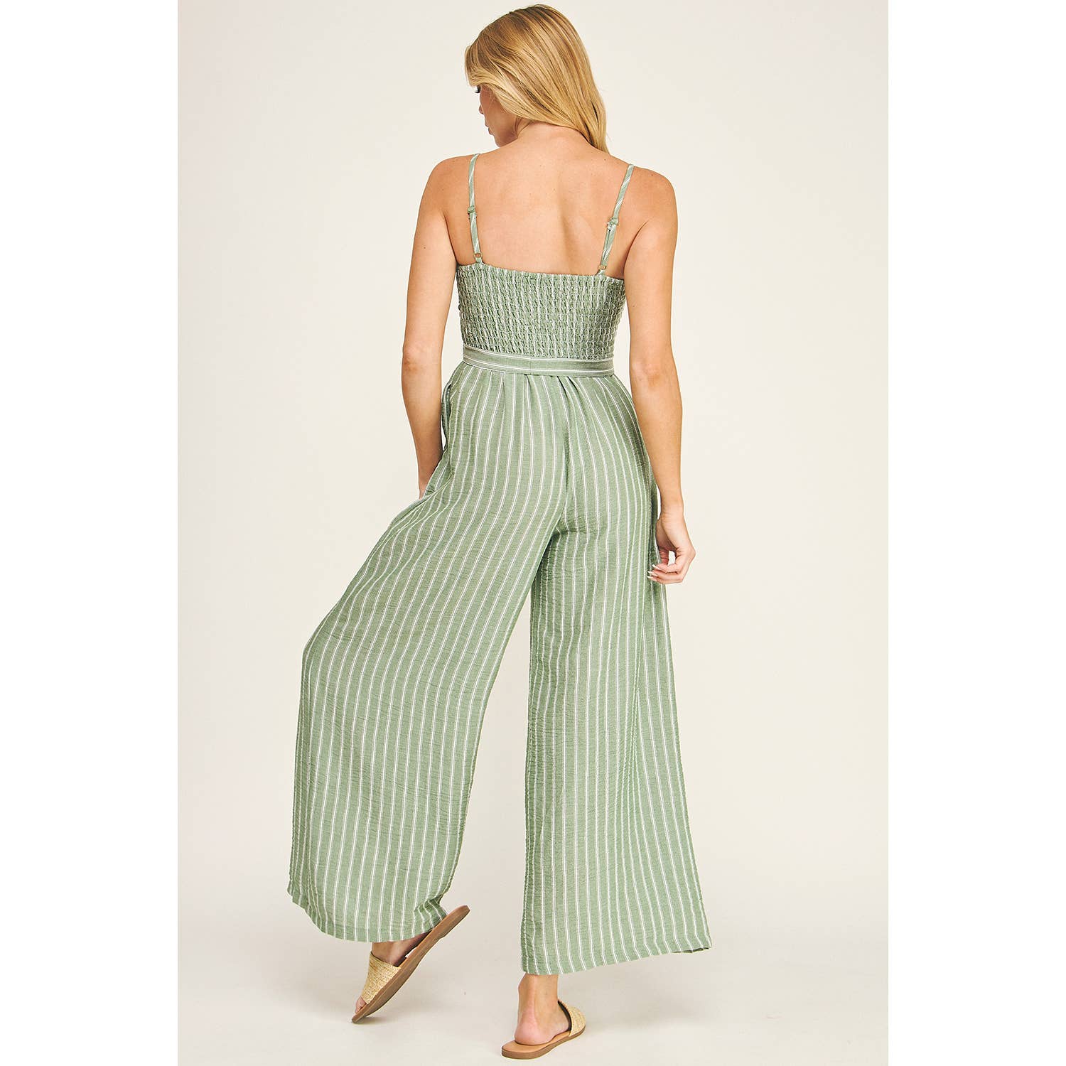 Winslow Collection - COASTAL STRIPE SMOCKED WIDE LEG JUMPSUIT