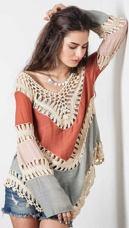 Bohemian Loose Beach Cover-Up: ORANGE