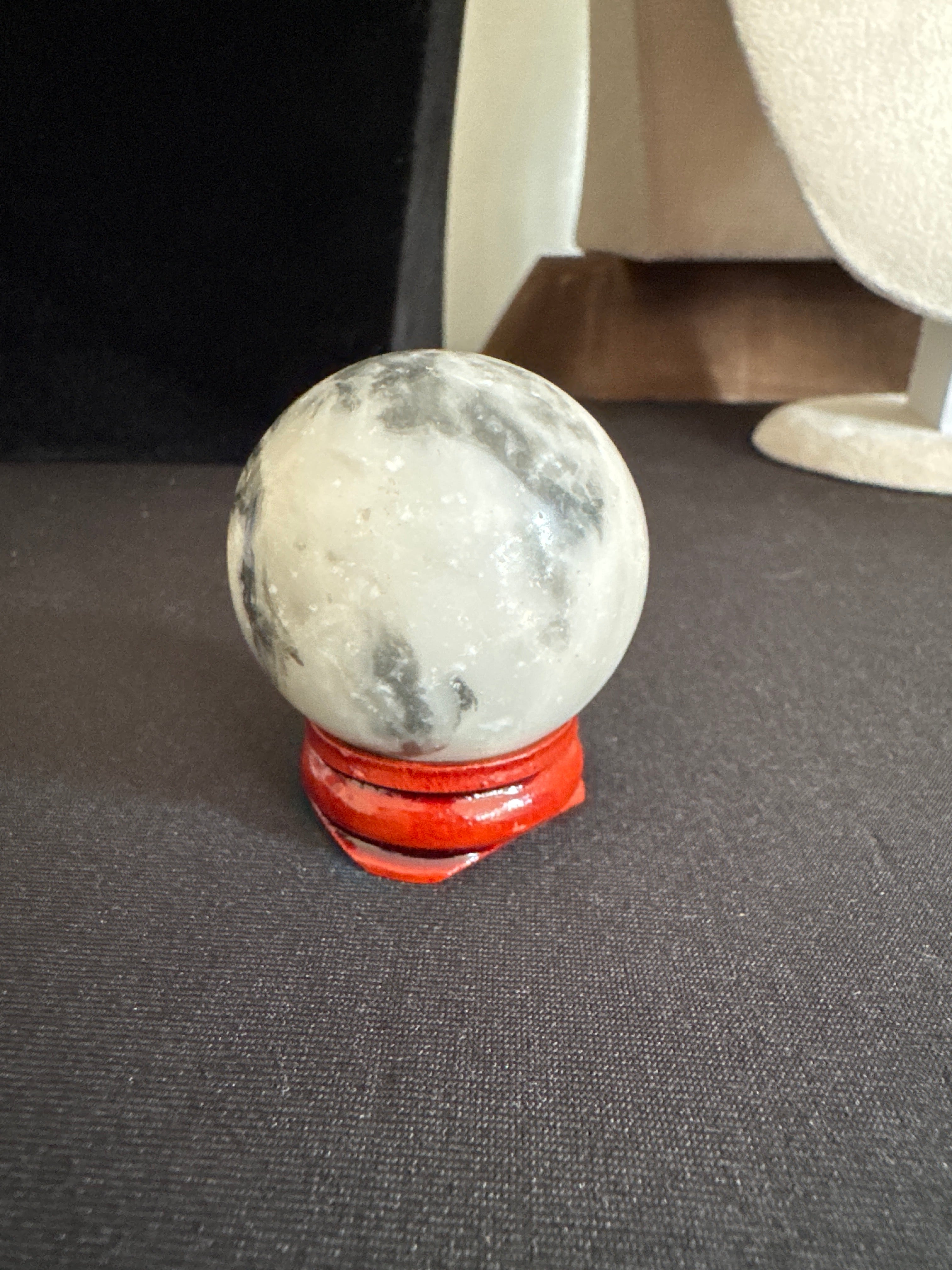 Zebra stone sphere