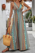 V-NECK BOHEMIAN LONG DRESS: MULTICOLOR