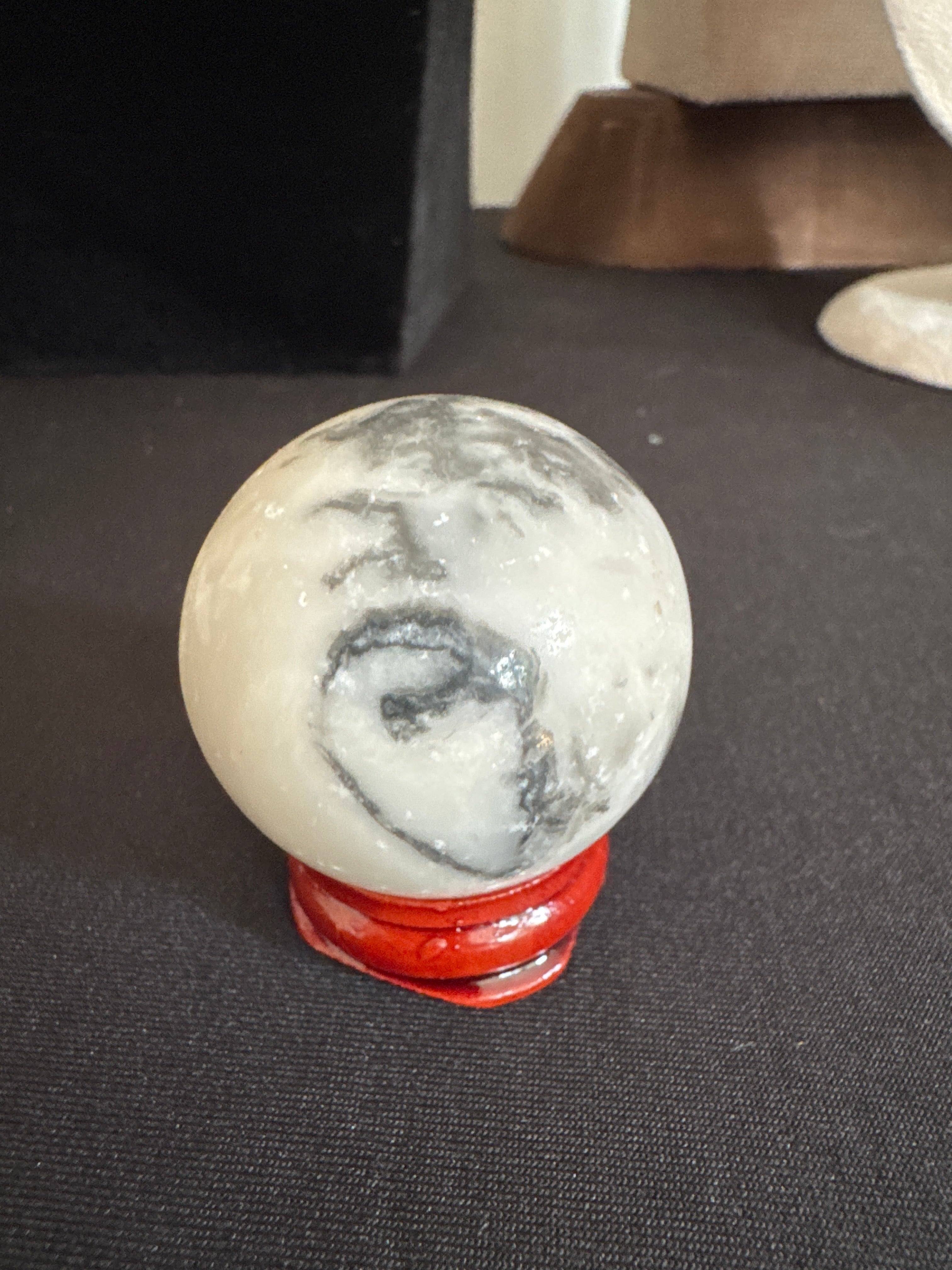 Zebra stone sphere