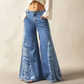 Boho Printed Wide Leg Palazzo Denim Pants