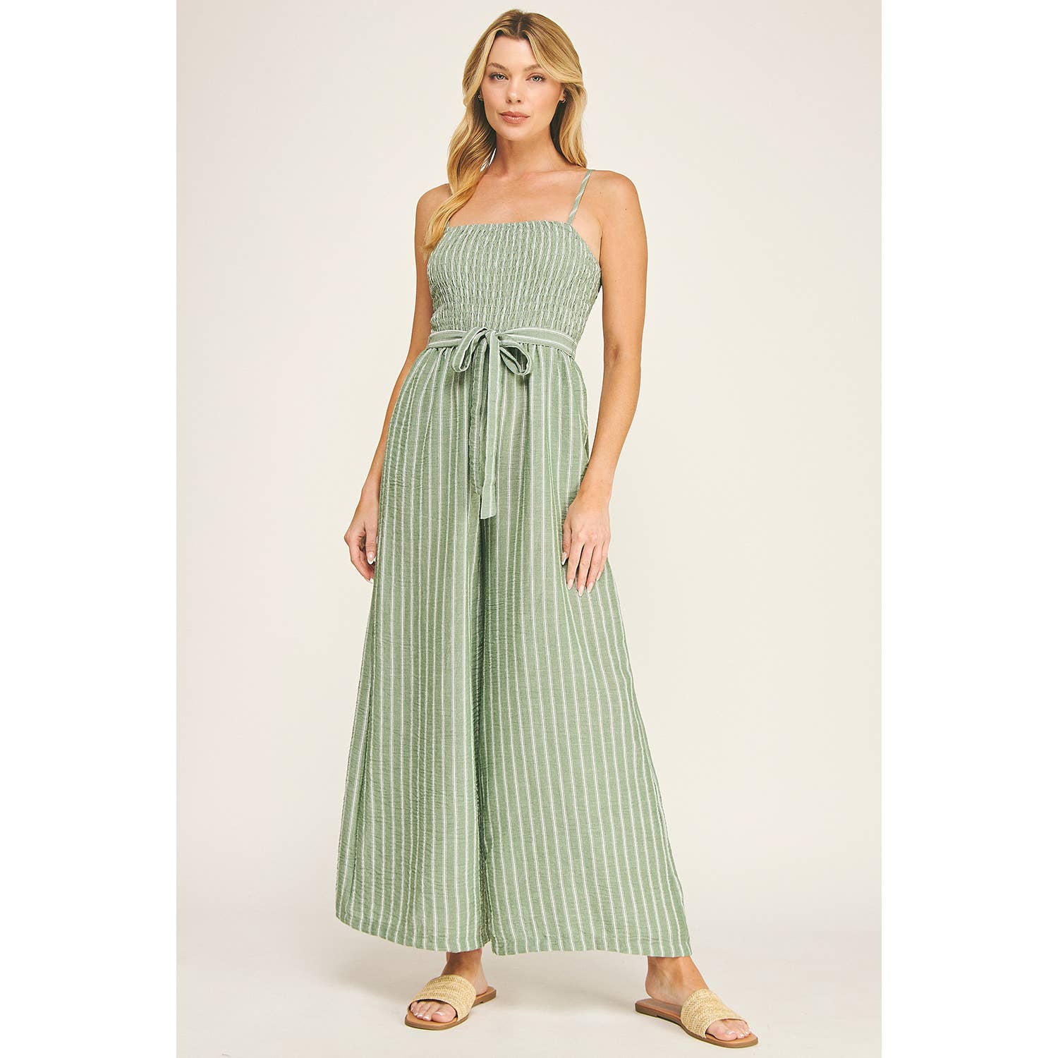 Winslow Collection - COASTAL STRIPE SMOCKED WIDE LEG JUMPSUIT