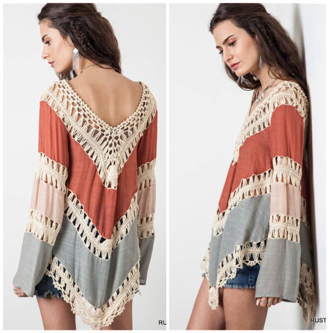 Funkyrel® Atzbranding Limited - Crosa - Bohemian Loose Beach Cover-Up: ORANGE / AVERAGE