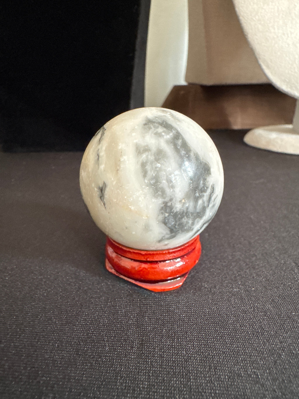 Zebra stone sphere