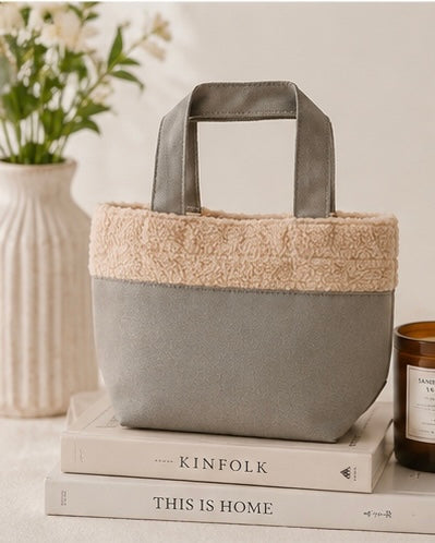 Japanese Mini Fleece-Trim Tote Bag