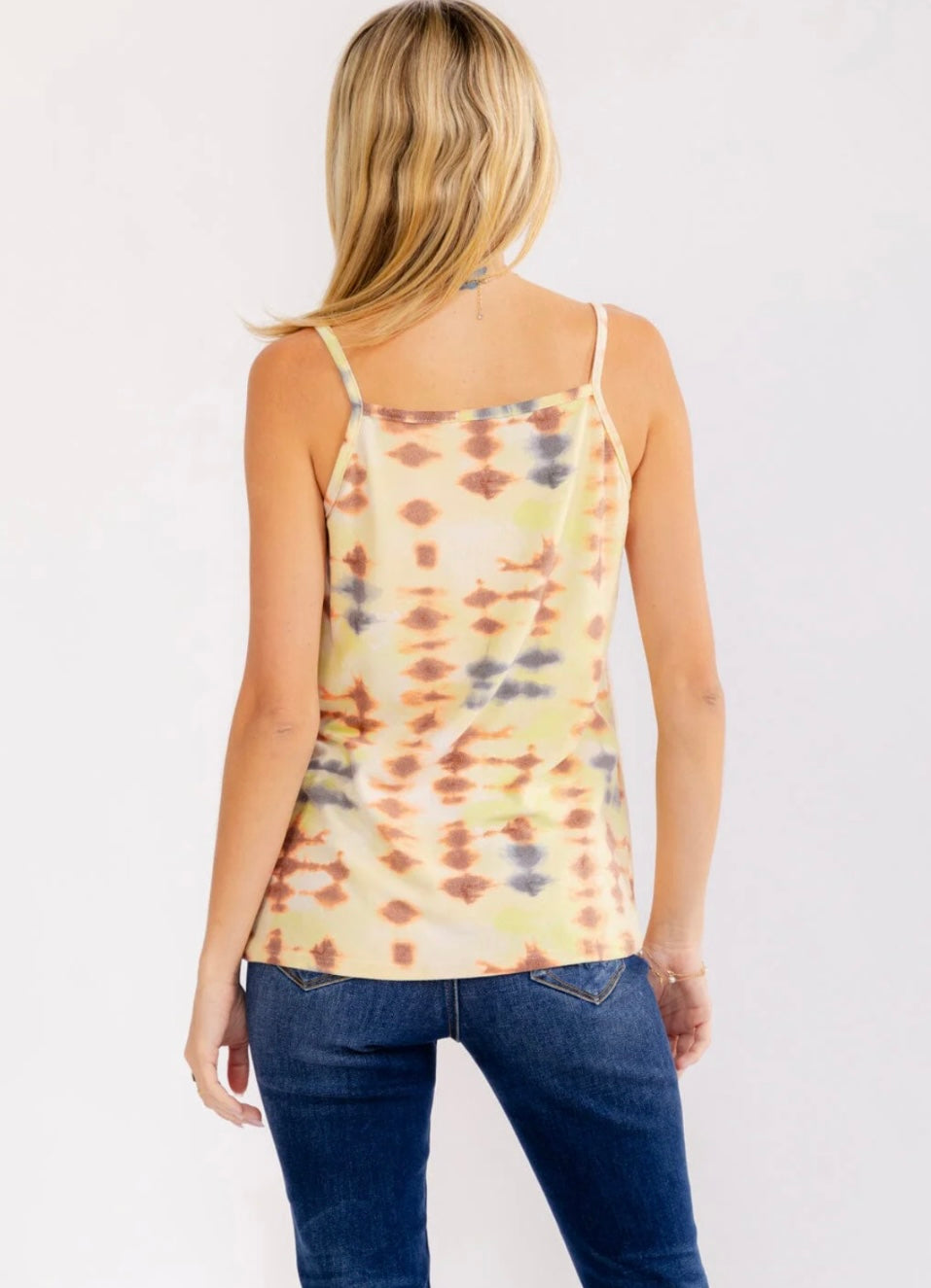 WOMEN'S SLEEVELESS V-NECK TIE DYE TANK TOP