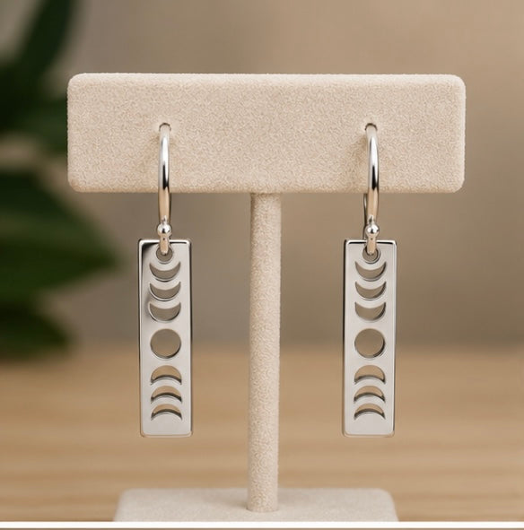 .925 Sterling Silver Moon Phase Earrings