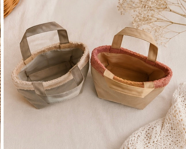 Japanese Mini Fleece-Trim Tote Bag