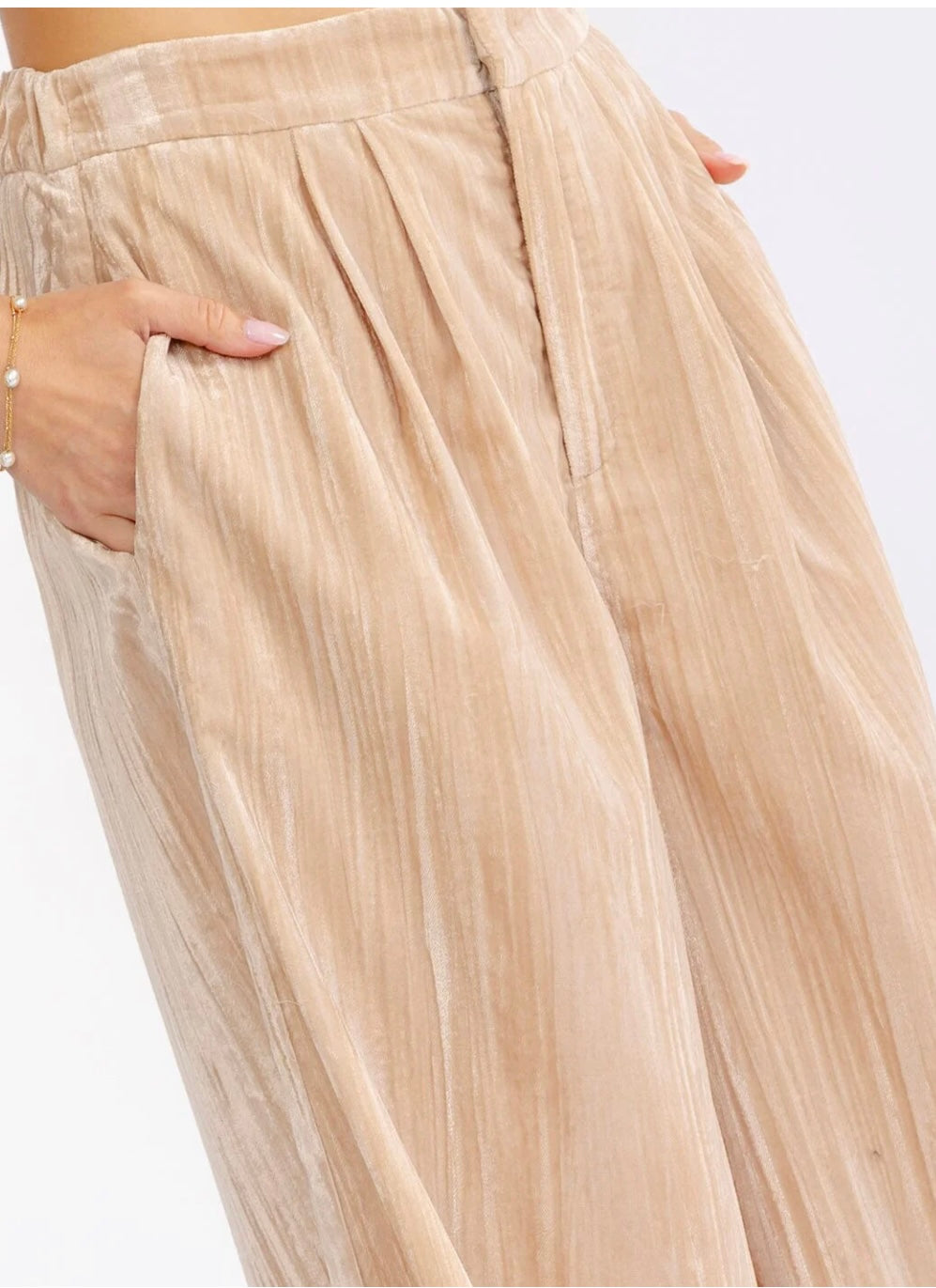 WOMEN'S BUTTON CLOSURE FRONT POCKETS WIDE LEG PANTS