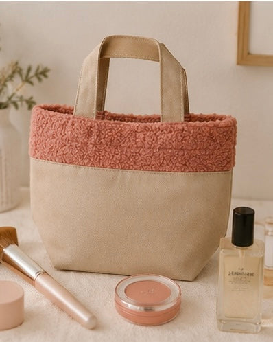 Japanese Mini Fleece-Trim Tote Bag