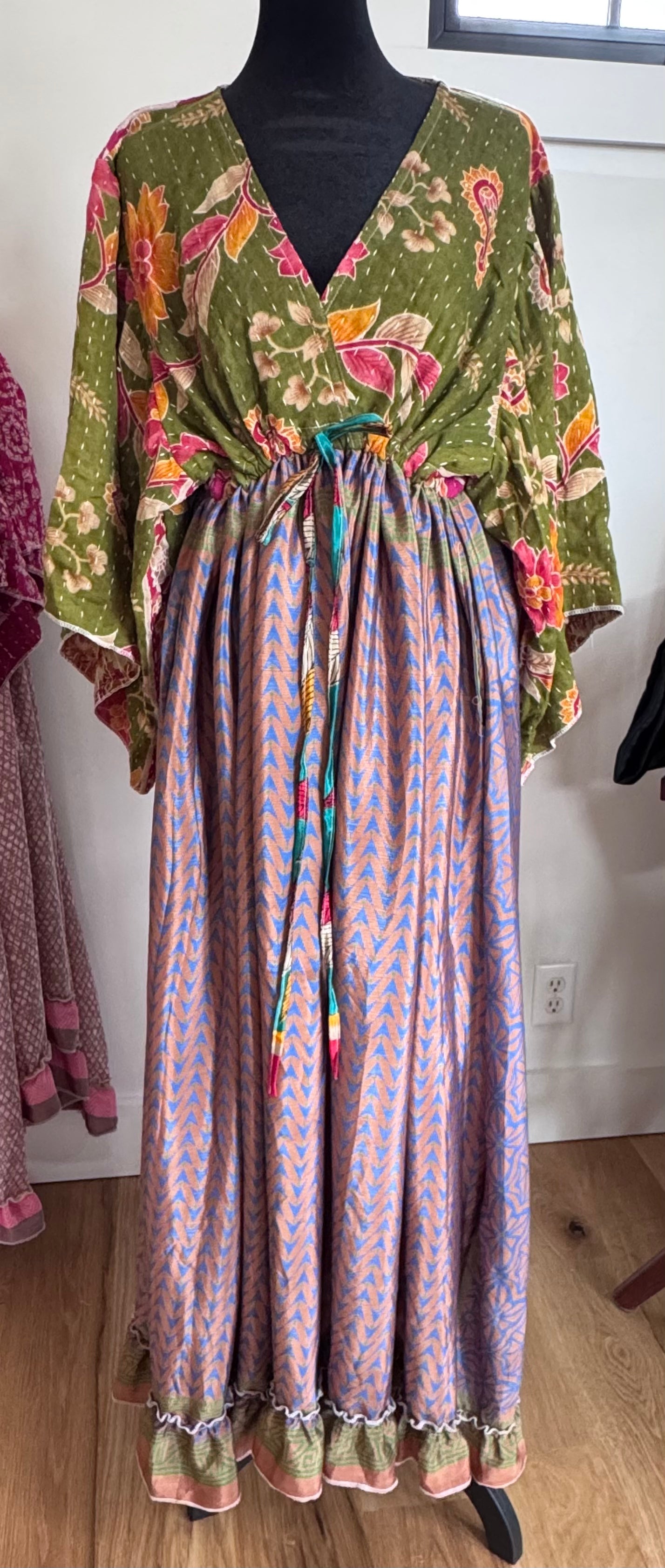 Oh It’s Bananas multicolor Kantha Dress ￼