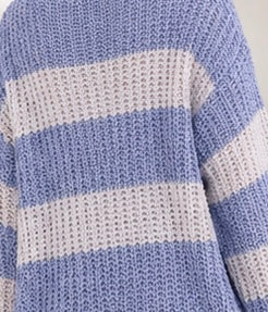 WOMEN'S LONG SLEEVE KNIT PULLOVER SWEATER. Color-navy