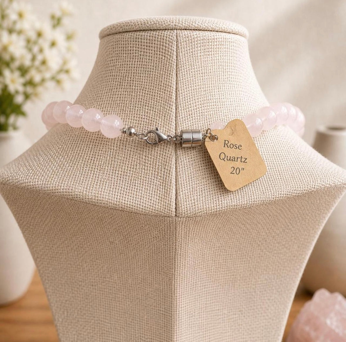 Rose Quartz Necklace w/magnetic clasp