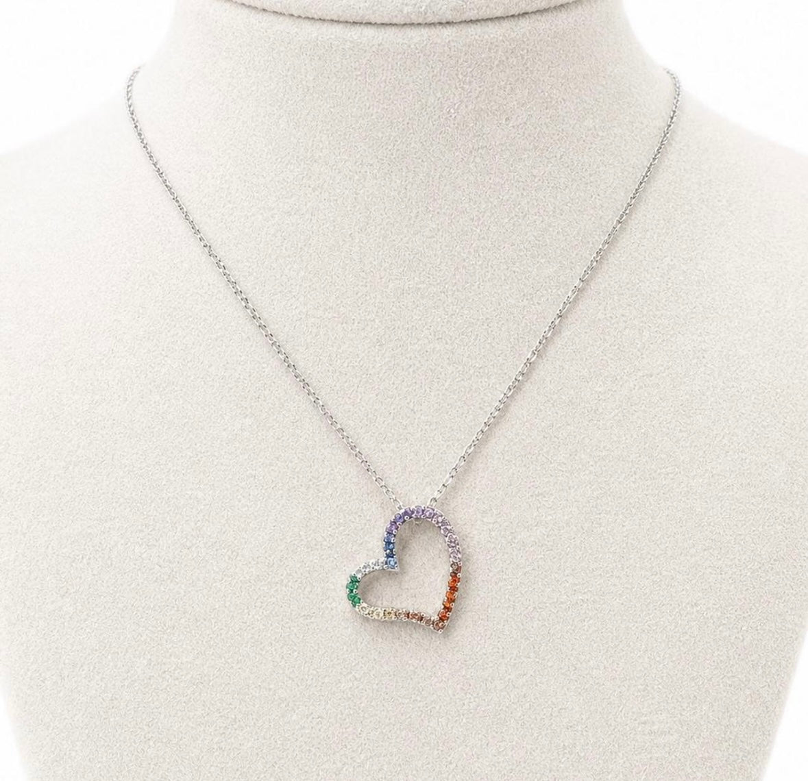 Multicolor sterling silver heart necklace