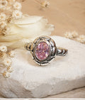 Sterling Silver Pink CZ Oval Statement Ring