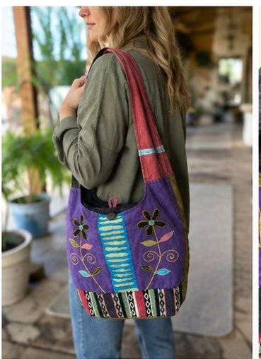 Boho Patchwork Embroidered Large Shoulder Tote Bag