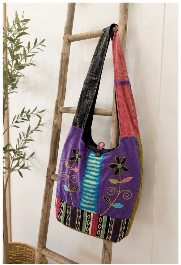 Boho Patchwork Embroidered Large Shoulder Tote Bag