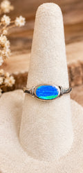 Sterling Silver Blue & Green Lab Opal Ring
