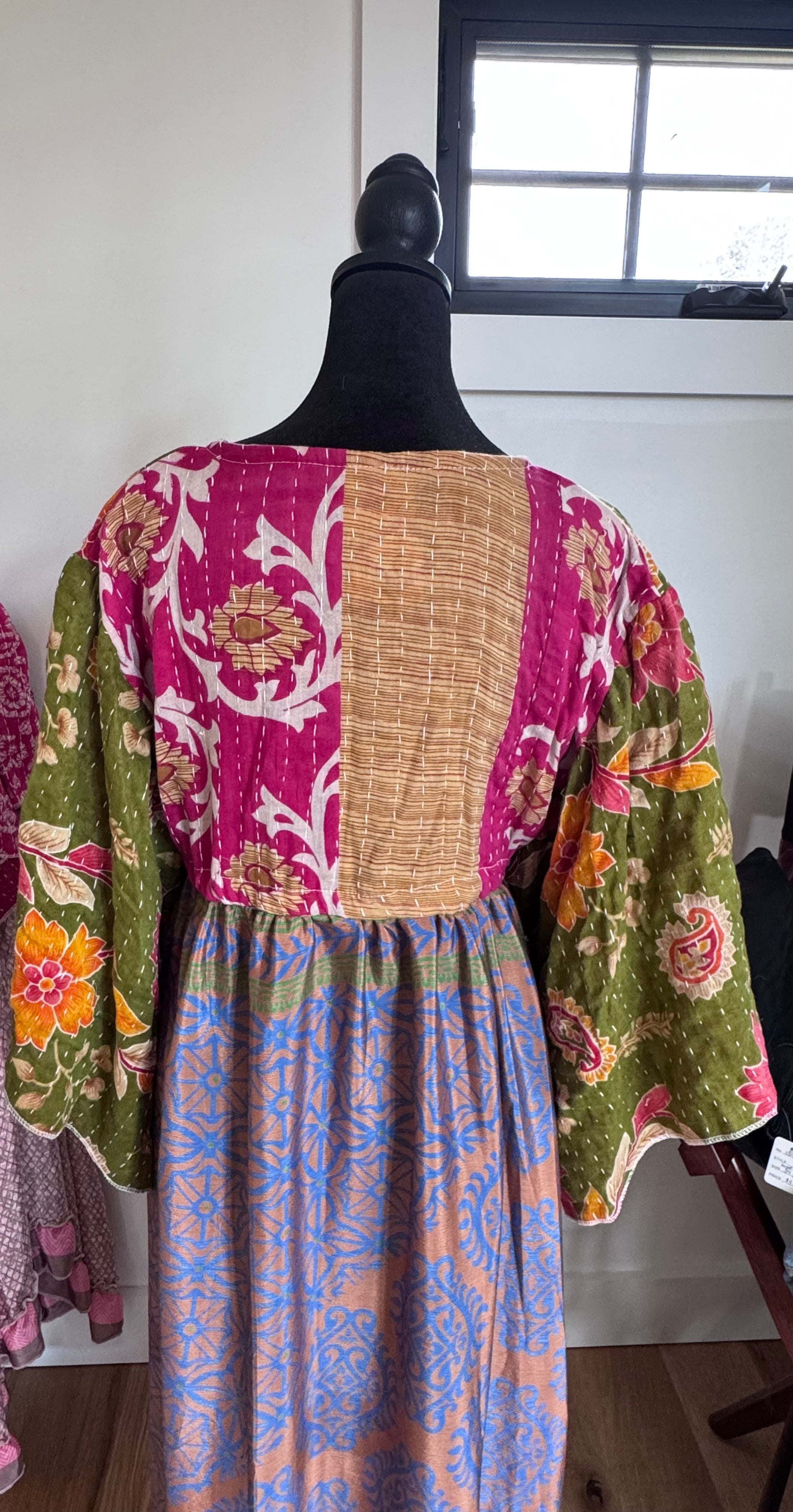 Oh It’s Bananas multicolor Kantha Dress ￼