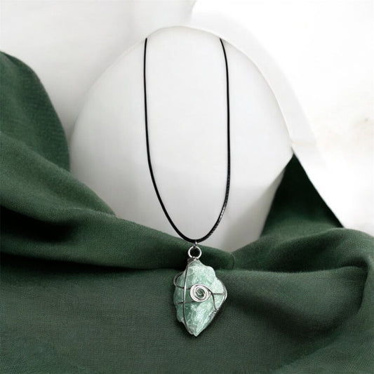 Raw Green Fluorite Necklace – Hand-Wrapped